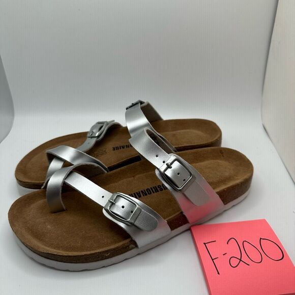 CUSHIONAIRE Women's Cork Footbed Sandal With +Comfort 8 SILVER - Picture 3 of 7